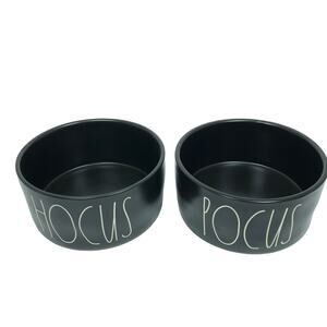 Rae Dunn Halloween Hocus Pocus Ceramic Pet Bowls 6" Artisan Collection Magenta